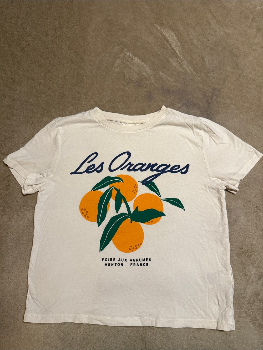 H&M White Tee with Orange Fruit Graphic